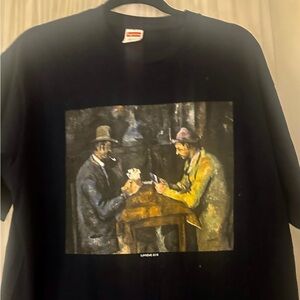 Supreme mens  2018 black T-shirt Cezanne"The Card Players" size L